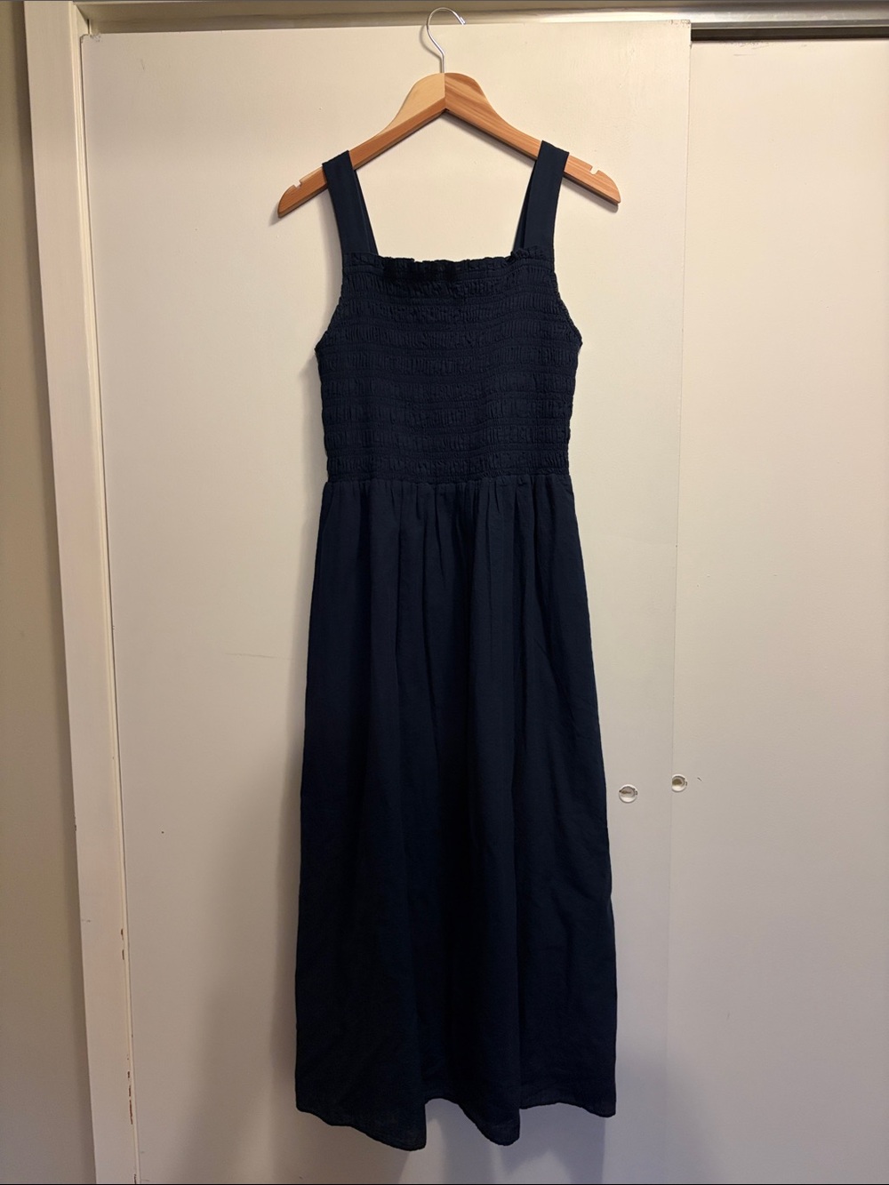 Everlane Navy Smocked Strap Sundress